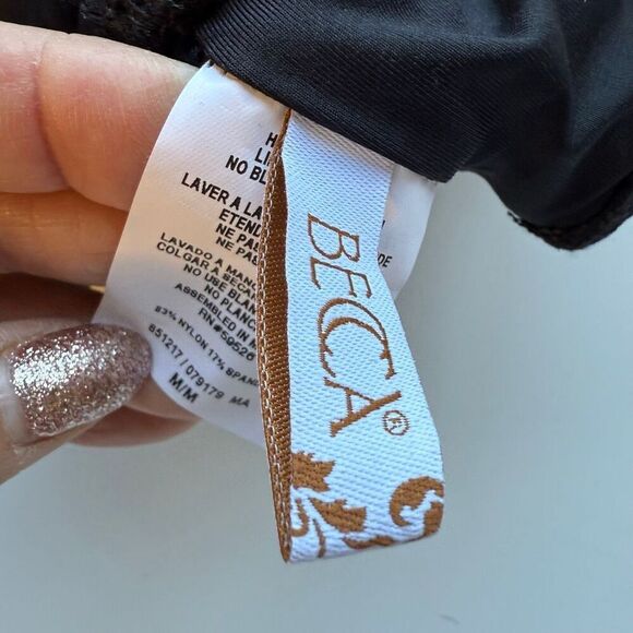 New BECCA by Rebecca Virtue black one shoulder asymmetrical cut out swimsuit. Si - Picture 4 of 7